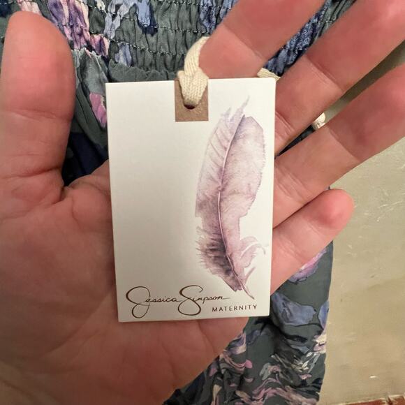 Jessica Simpson Floral Pink Green Maternity Wrap Maxi Dress Size Medium NWT - Picture 12 of 16